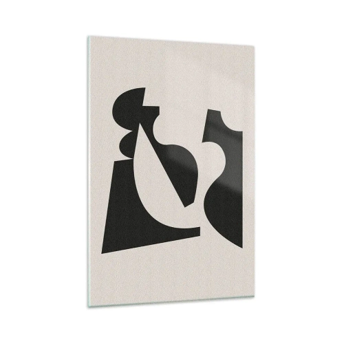 Obraz na szkle - Abstrakcyjna kompozycja geometryczna w czerni i bieli - 80x120cm - Do samodzielnego składania - Nowoczesna dekoracja ścienna do salonu i sypialni ARTTOR