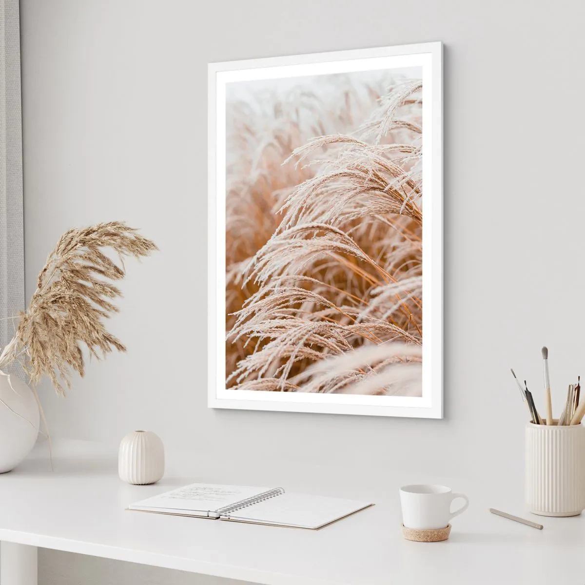 Plakat w białej ramie - Pokłon jesiennemu słońcu - 40x50 cm