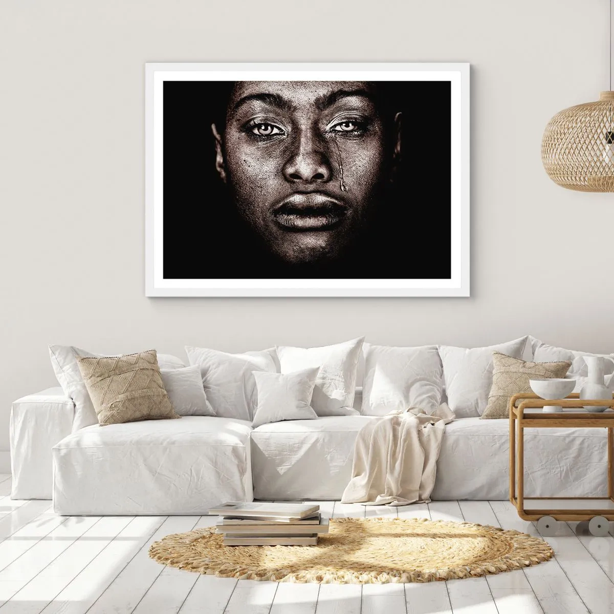 Plakat w białej ramie - Jedna łza - 100x70 cm