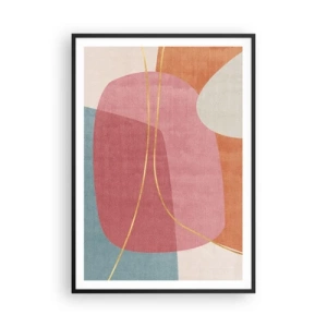 Plakat w czarnej ramie - Pastelowa kompozycja z nicią złota - 70x100 cm