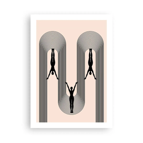 Plakat - Minimalistyczne sylwetki w geometrycznej kompozycji - 50x70cm - Do góry nogami - Nowoczesna dekoracja ścienna do salonu, kuchni i sypialni ARTTOR