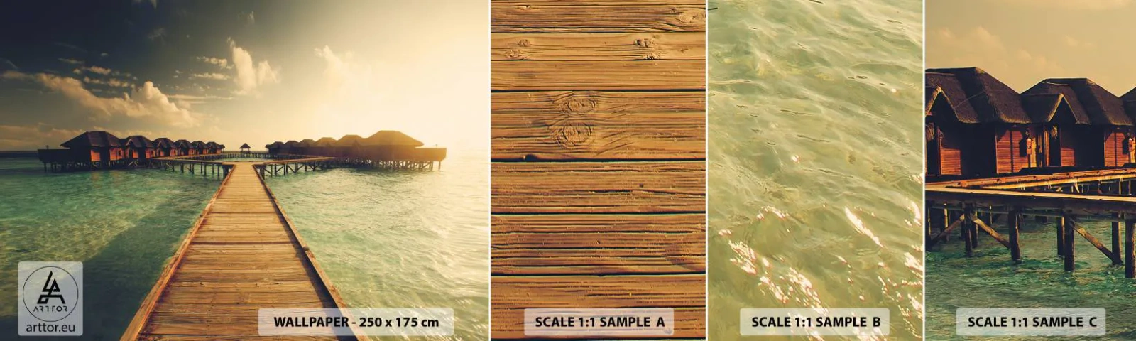 Fototapeta Próbka Standard Eco - Gorące zaproszenie - Malediwy, Krajobraz, Domy Na Wodzie - 100x30 cm