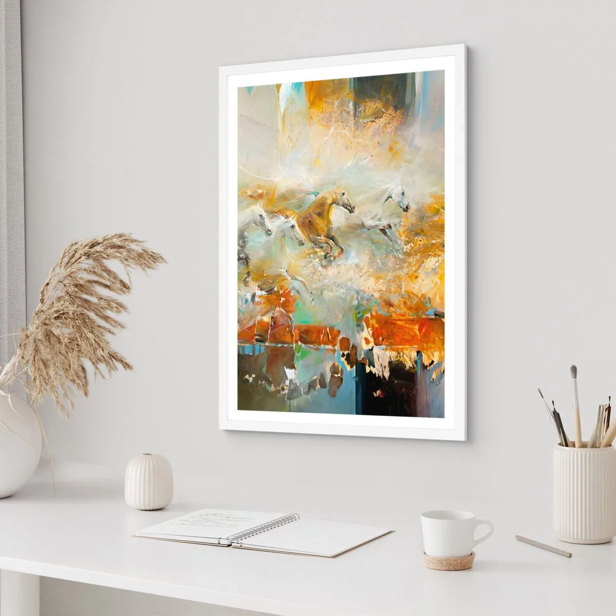 Plakat w białej ramie - Galopem przez światło - 30x40 cm