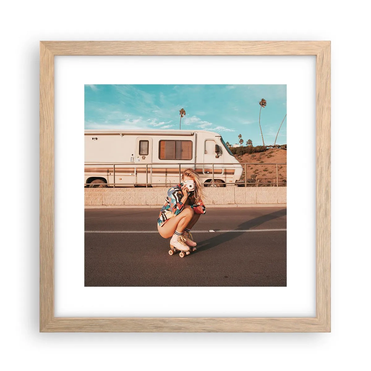 Plakat w ramie jasny dąb - Uśmiech, proszę! - 30x30 cm