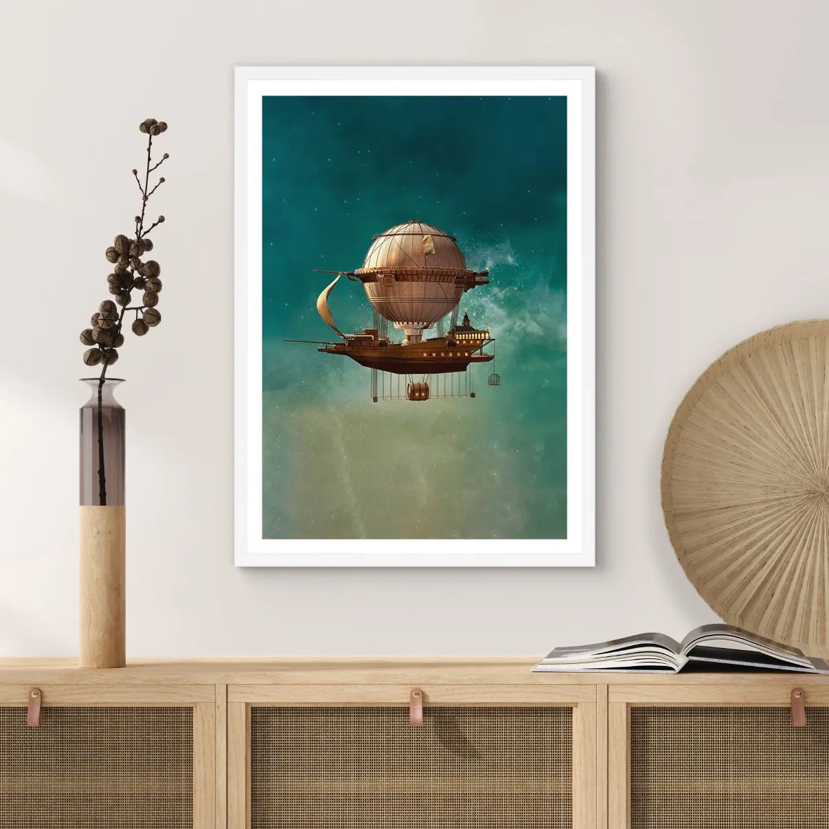 Plakat w białej ramie - Juliusz Verne pozdrawia - 70x100 cm
