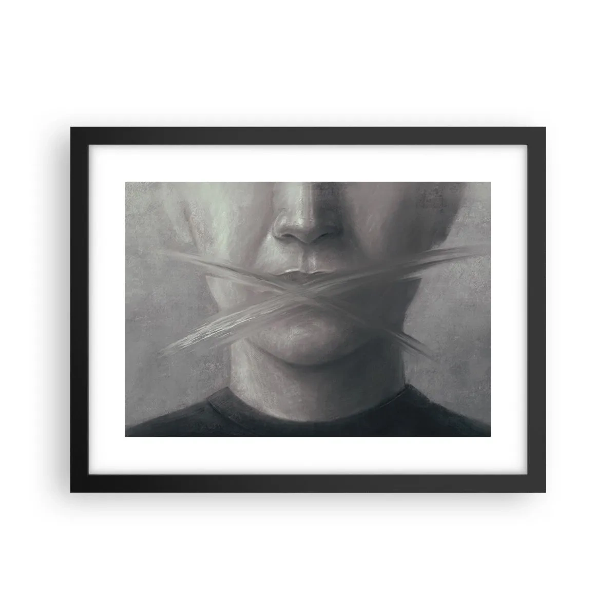 Plakat w czarnej ramie - Ani słowa - 40x30 cm