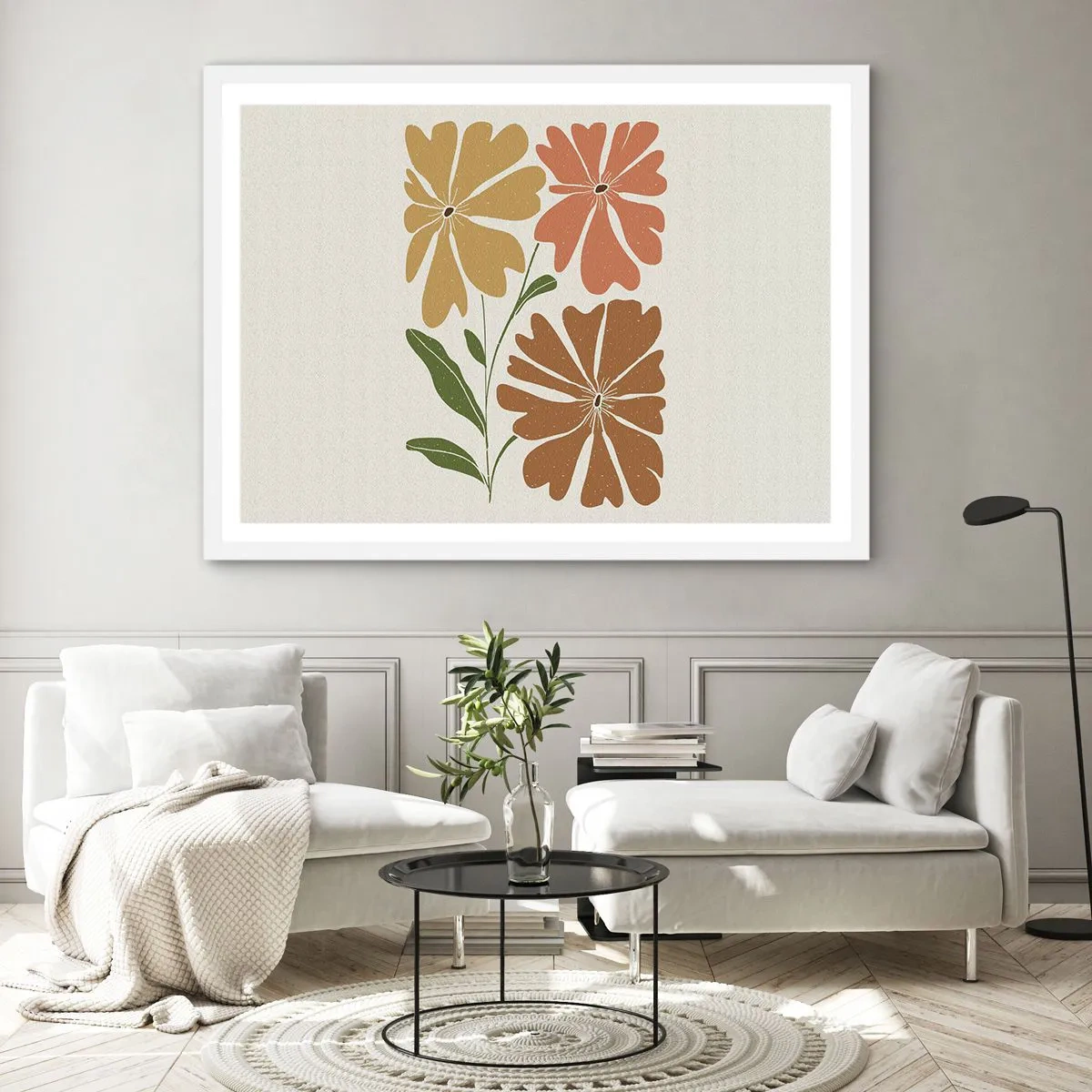 Plakat w białej ramie - Natura i geometria - 100x70 cm