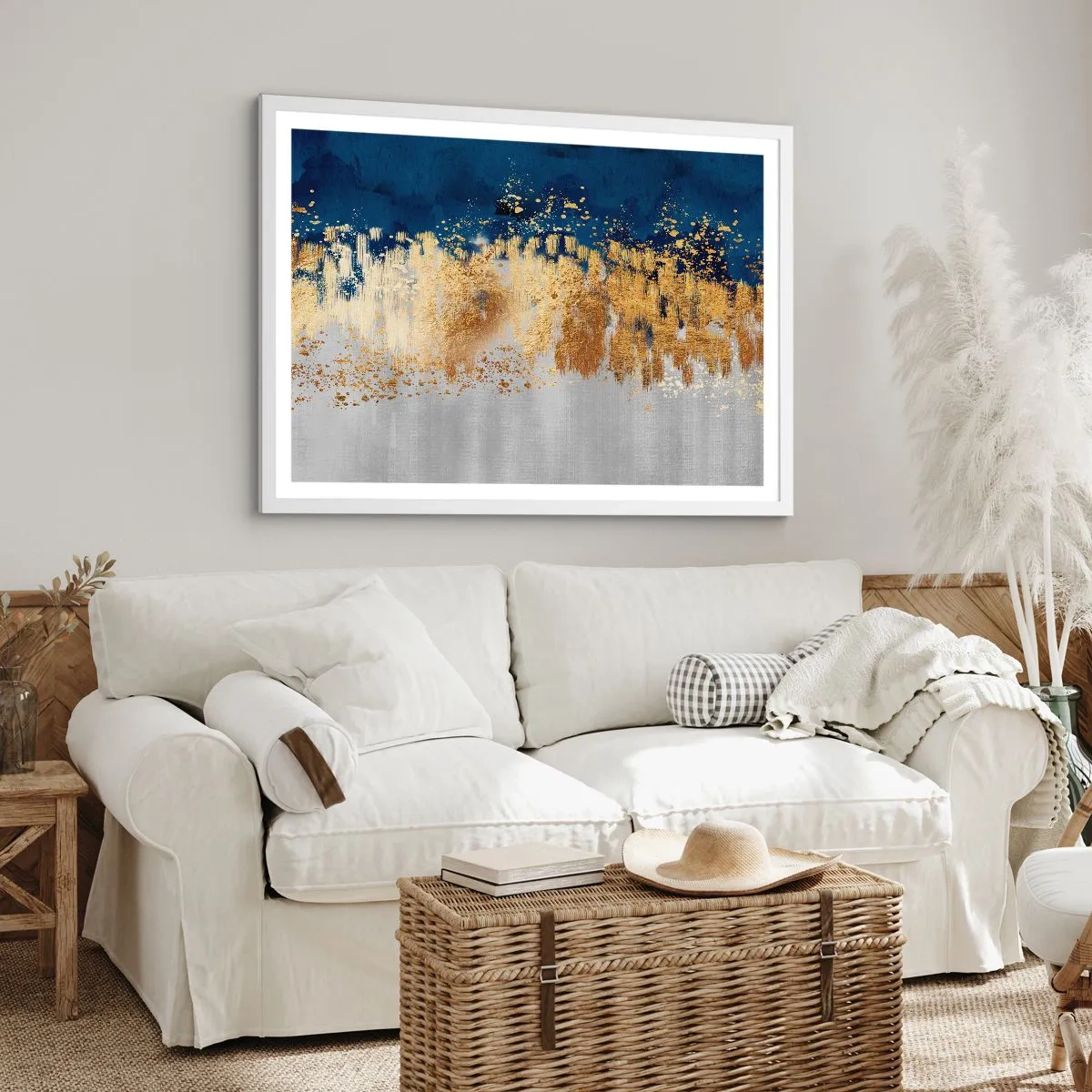 Plakat w białej ramie - Nowoczesna kompozycja z błyskiem - 100x70 cm