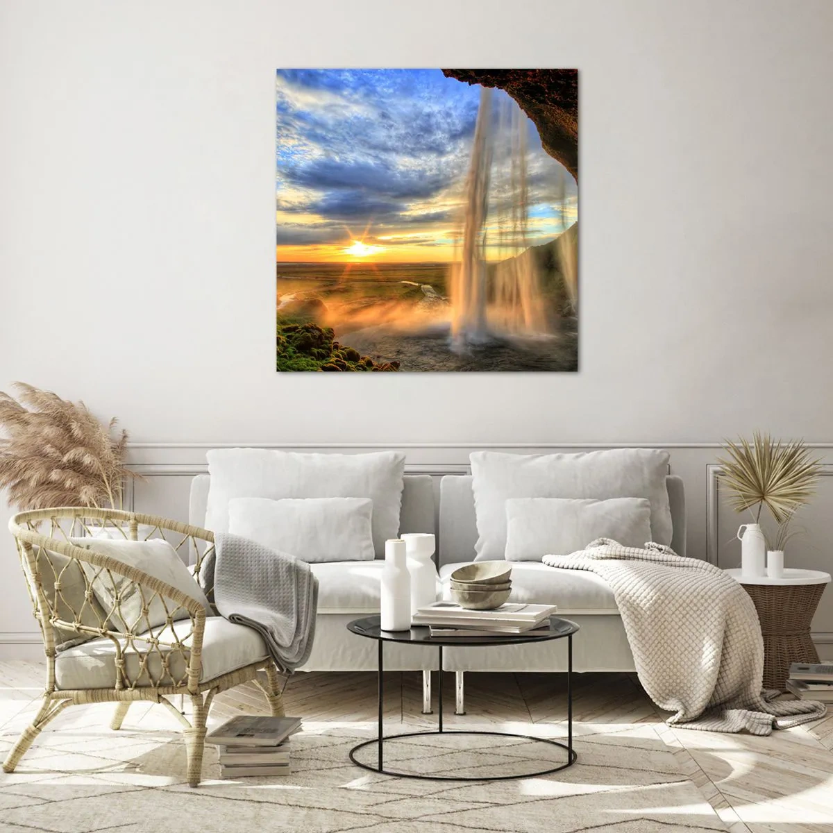 Obraz na szkle - Świat za zasłoną kropel - 60x60 cm