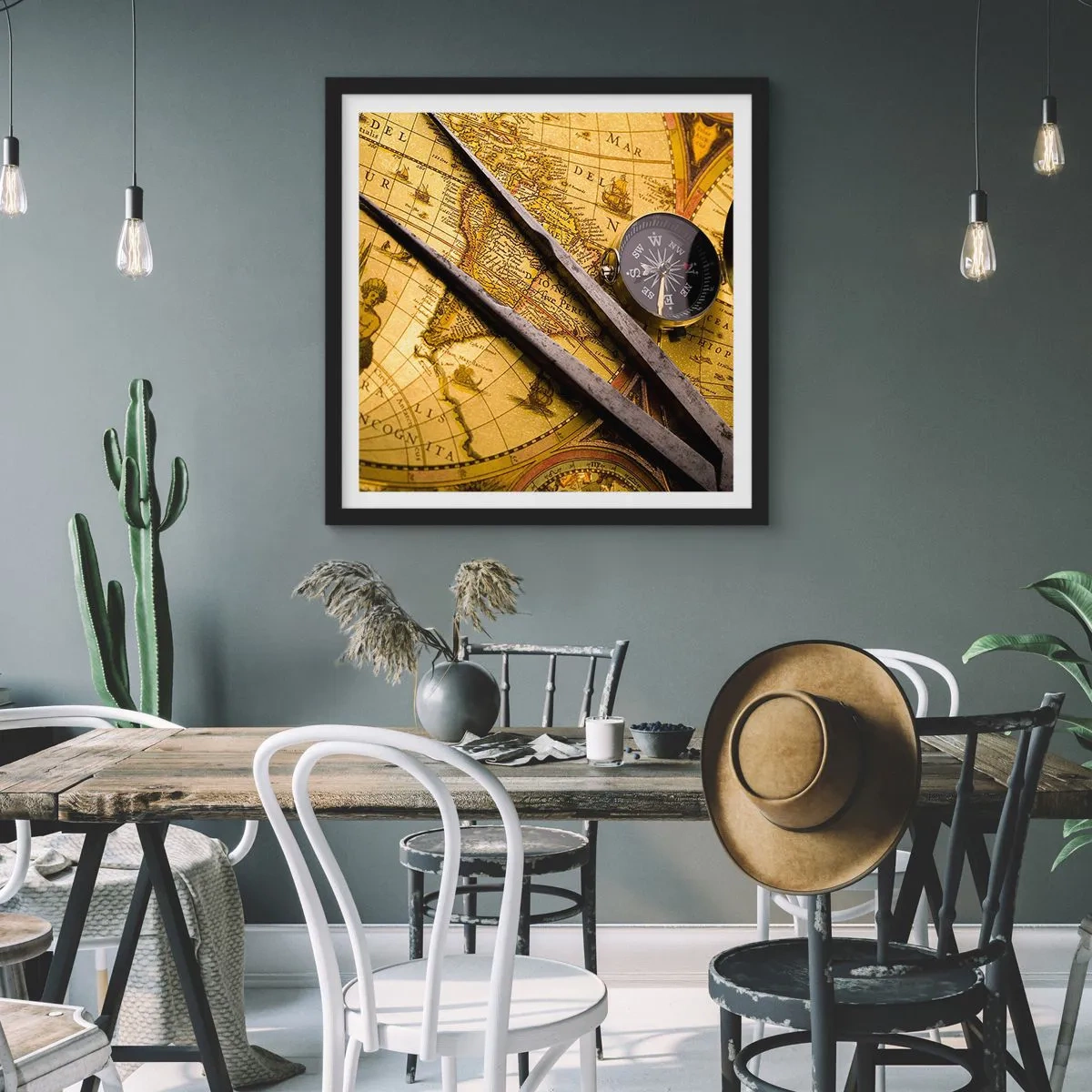 Plakat w czarnej ramie - Gdze te skarby? - 50x50 cm