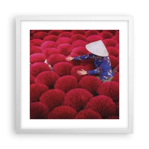 Plakat w białej ramie - Na ryżowym polu - 40x40 cm