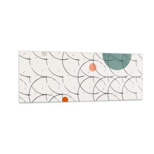 Obraz na szkle - Geometryczny wzór z kolorowymi okręgami na jasnym tle - 140x50cm - W pop-artowym duchu - Nowoczesna dekoracja ścienna do salonu i sypialni ARTTOR