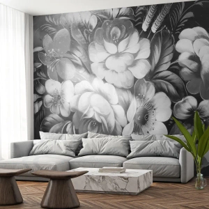 Fototapeta Samoprzylepna Deluxe Sticker - Piękne nawet w szarości - Abstrakcja, Kwiaty, Sztuka - 150x105 cm