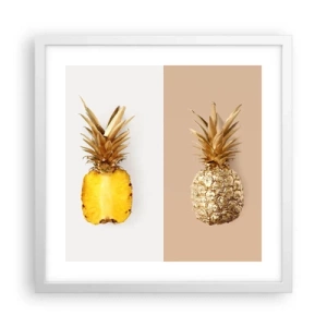Plakat w białej ramie - Ananas dla nas - 40x40 cm