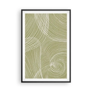 Plakat w czarnej ramie - Abstrakcja misterna w bieli - 61x91 cm