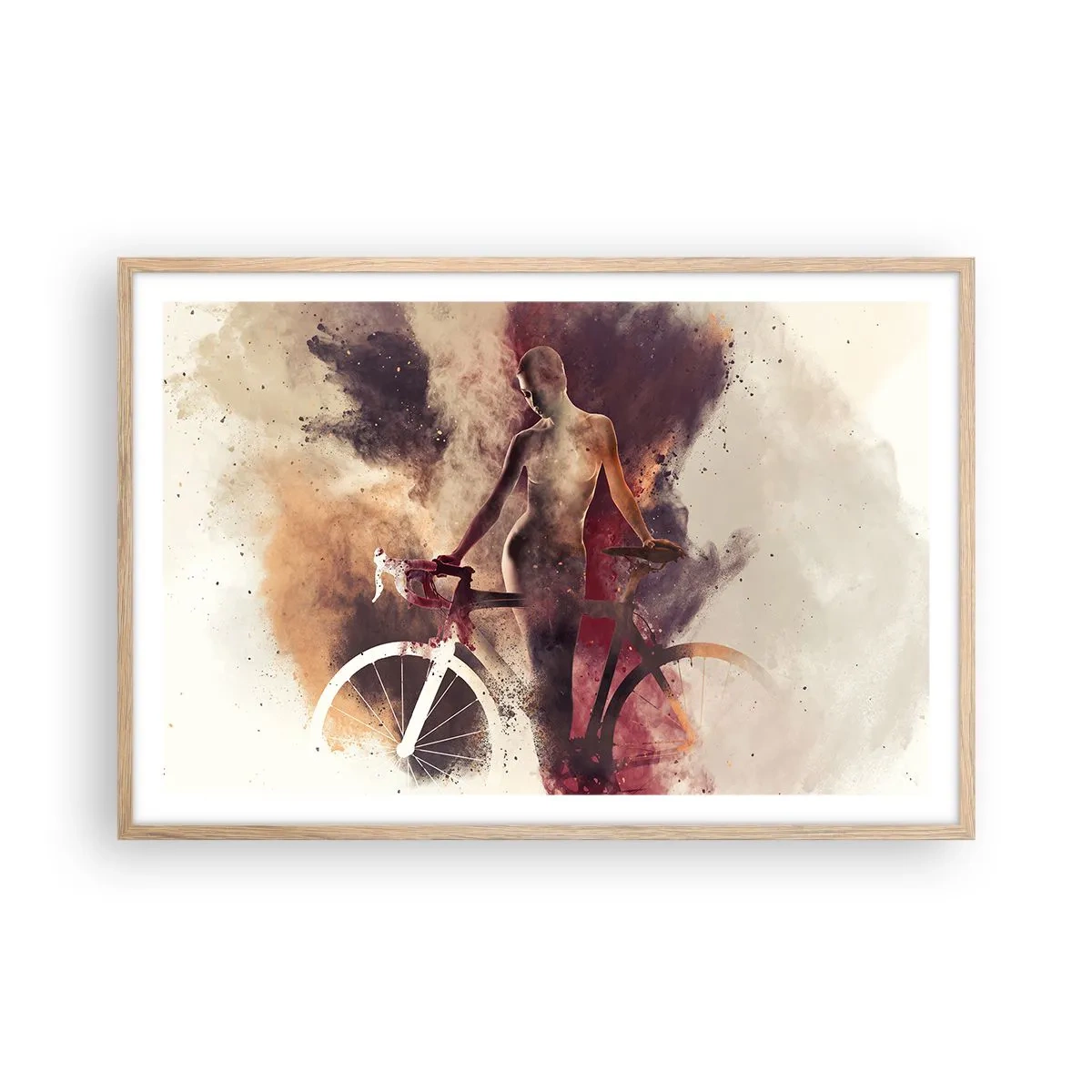 Plakat w ramie jasny dąb - W marmurowych kształtach rowerowa dusza - 91x61 cm