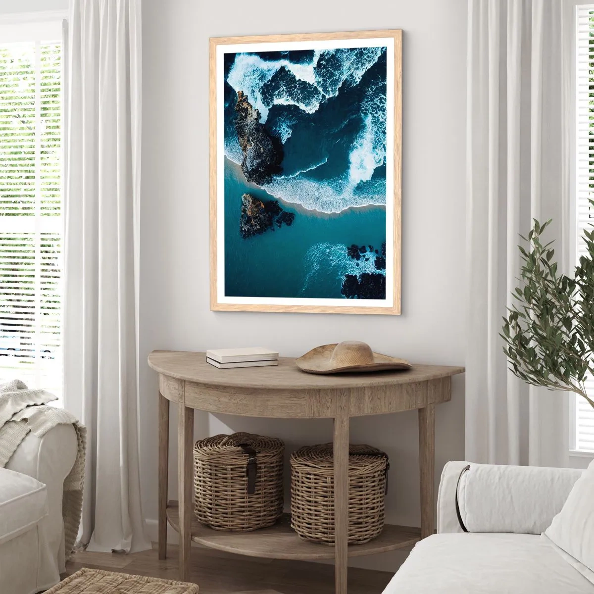 Plakat w ramie jasny dąb - Otulone falami - 70x100 cm