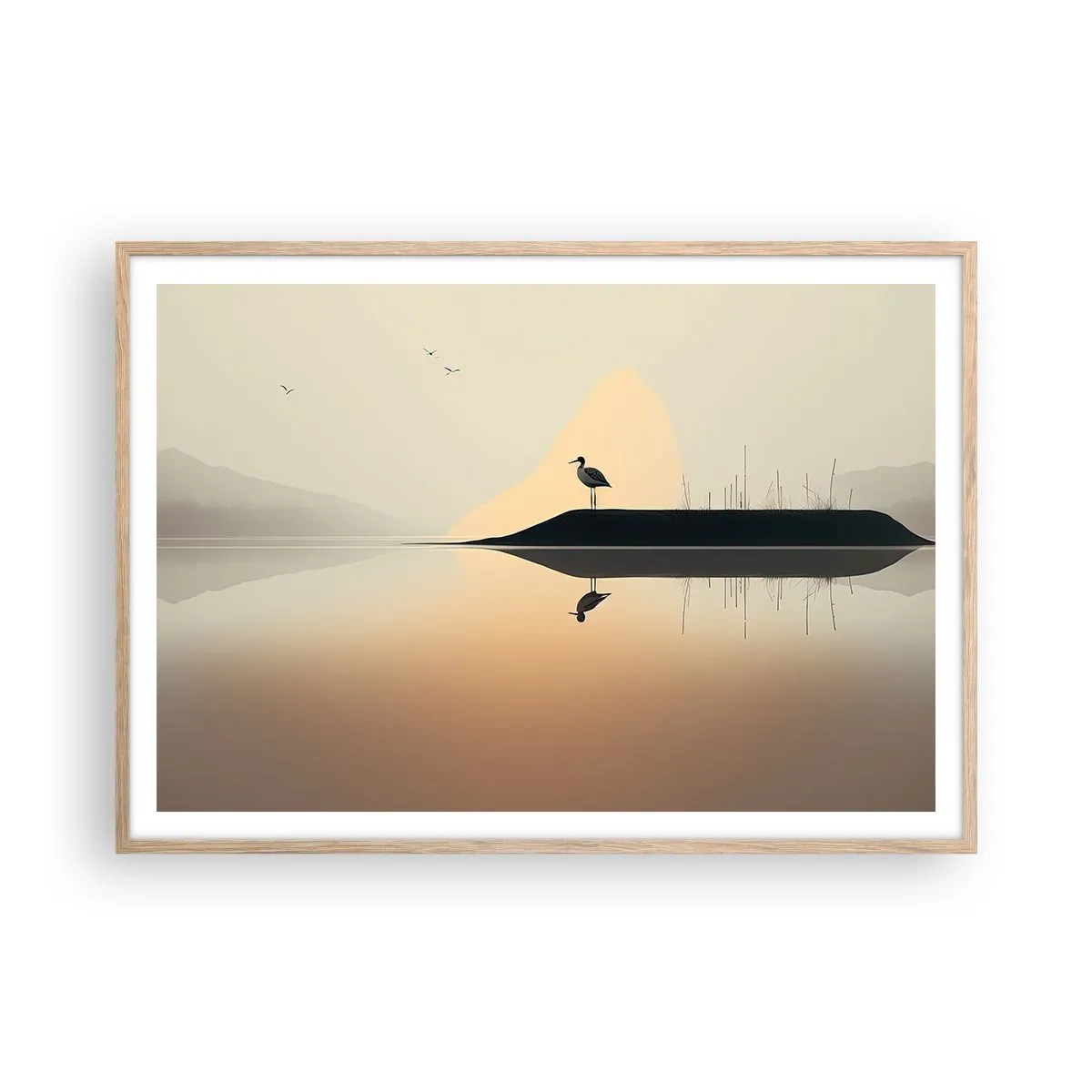 Plakat w ramie jasny dąb - Pan na jeziorze - 100x70 cm