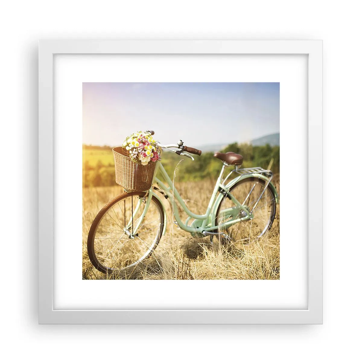 Plakat w białej ramie - Zostanę tu chwilę - 30x30 cm