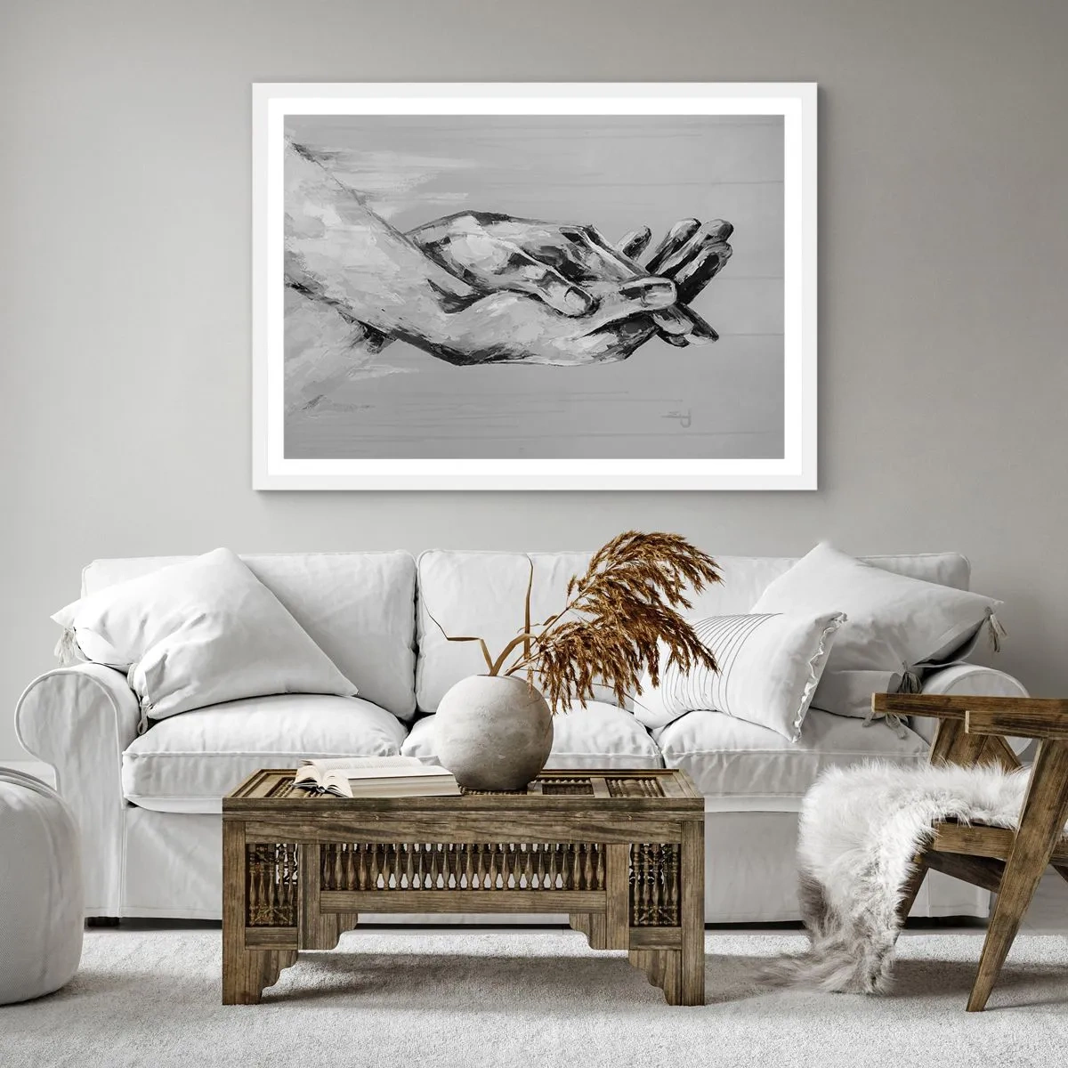 Plakat w białej ramie - Początek… - 60x60 cm