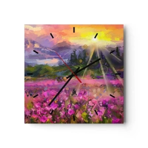 Zegar ścienny - W dolinie pod opieką słońca - 40x40 cm