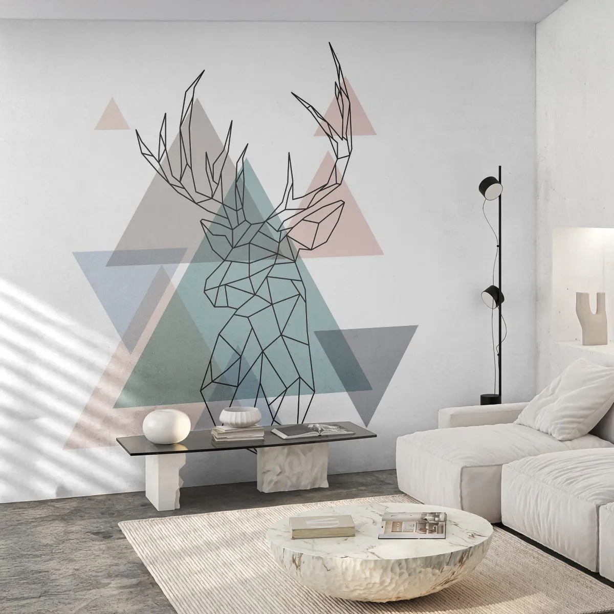 Fototapeta Premium Canvas - W geometrycznym lesie - Abstrakcja, Jeleń, Grafika - 250x175 cm