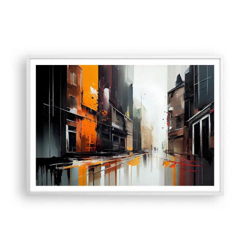 Plakat w białej ramie - Deszczowy dzień - 100x70 cm