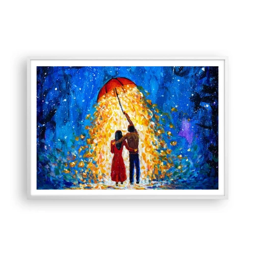 Plakat w białej ramie - Magia deszczowego wieczoru? - 100x70 cm