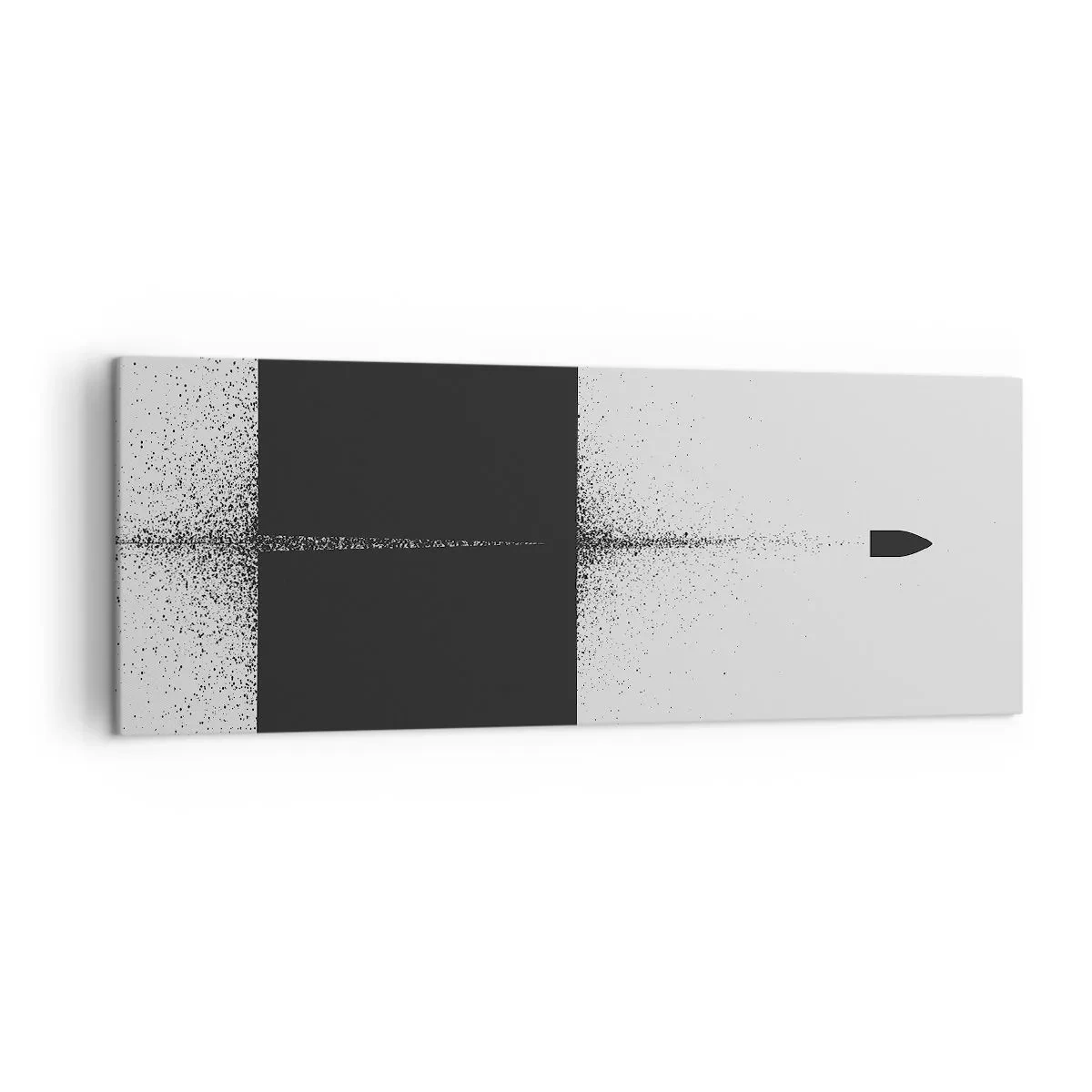 Obraz na płótnie - Symboliczny pocisk w minimalistycznym, abstrakcyjnym stylu - 140x50cm - Prosto do celu - Nowoczesna dekoracja ścienna do salonu i sypialni ARTTOR
