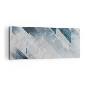 Obraz na płótnie - Abstrakcyjne linie w odcieniach szarości i błękitu - 120x50cm - Kompozycja przestrzenna – ruch szarości - Nowoczesna dekoracja ścienna do salonu i sypialni ARTTOR