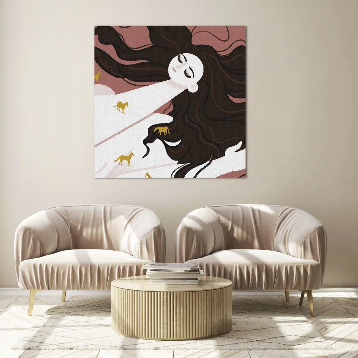 Obraz na szkle - Sen o złotym koniu - 70x70 cm