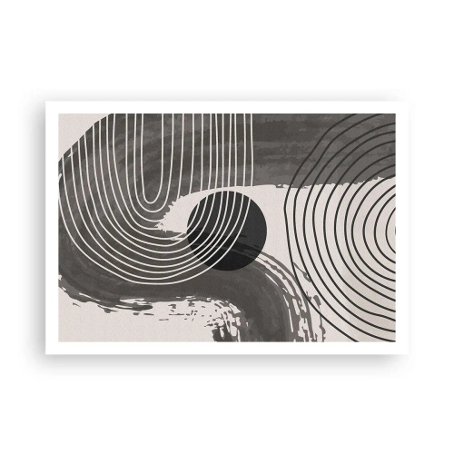 Plakat - Geometryczne linie i owale w monochromatycznych odcieniach - 100x70cm - Owal zwycięża - Nowoczesna dekoracja ścienna do salonu i sypialni ARTTOR