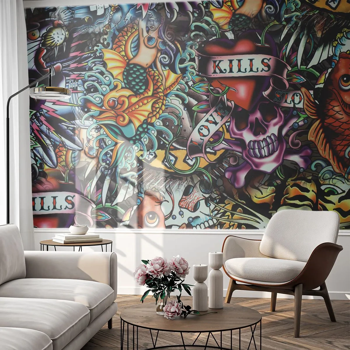 Fototapeta Samoprzylepna Deluxe Sticker - Sen tatuażysty - Graffiti, Mural, Sztuka - 450x315 cm