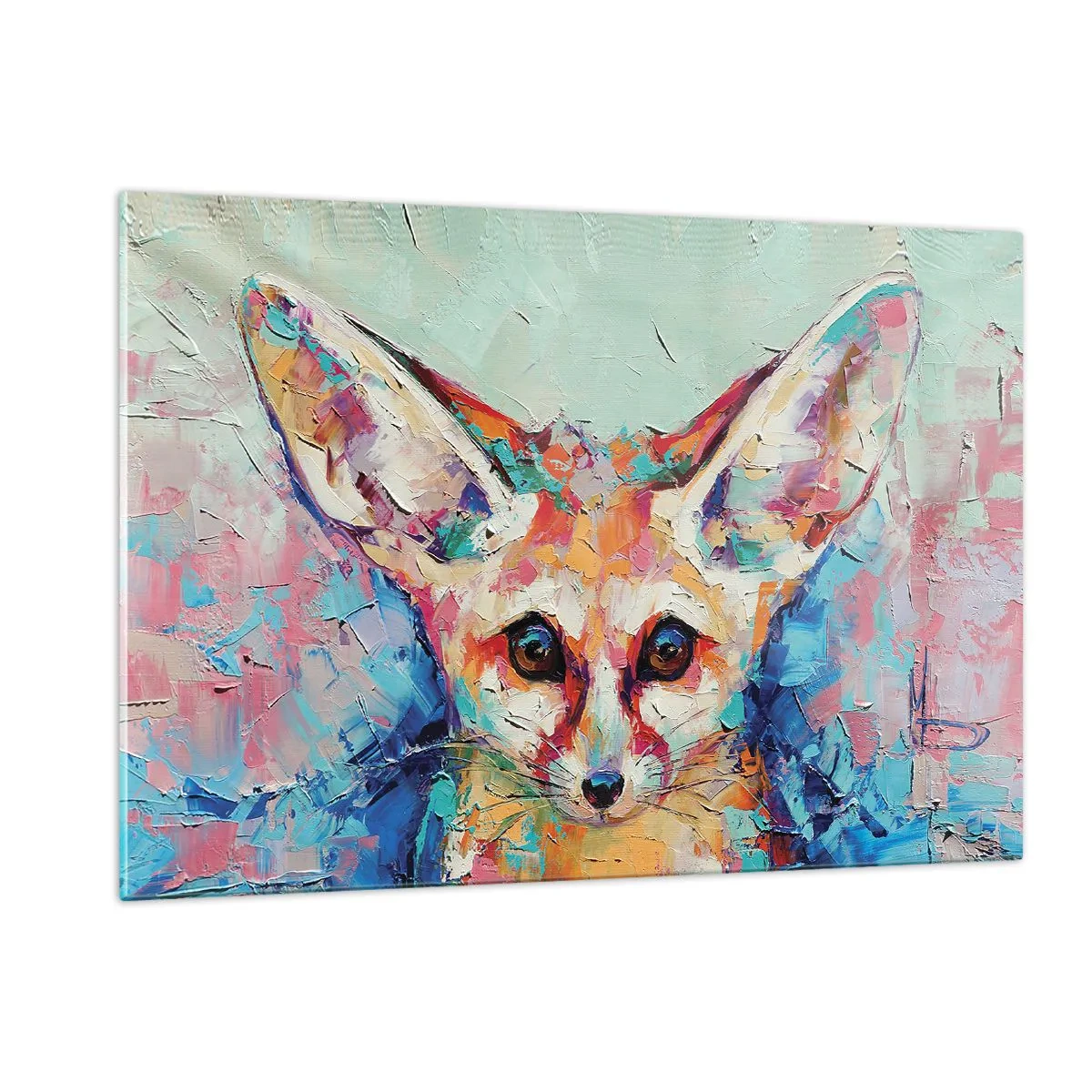 Obraz na szkle - Colorful portrait of a fox with expressive eyes and bold brushstrokes - 120x80cm - Jesteście na mnie gotowi? - Nowoczesna dekoracja ścienna do salonu, kuchni i sypialni ARTTOR