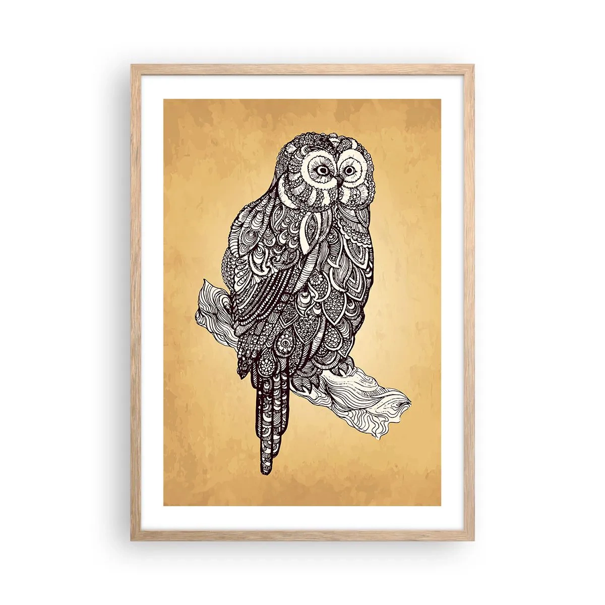 Plakat w ramie jasny dąb - Misterne ornamenty mądrości - 50x70 cm