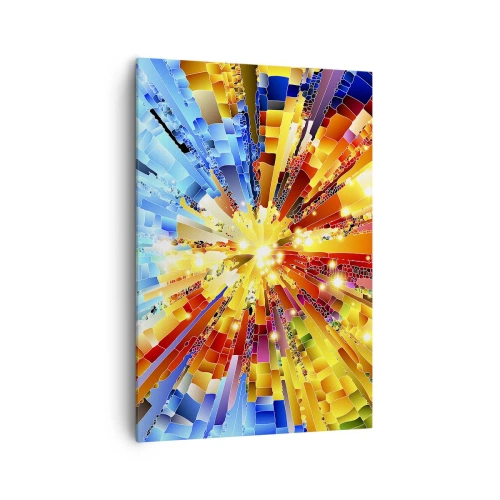 Obraz na płótnie - Dynamiczna eksplozja barw i światła - 70x100cm - In medias res - Nowoczesna dekoracja ścienna do salonu i sypialni ARTTOR