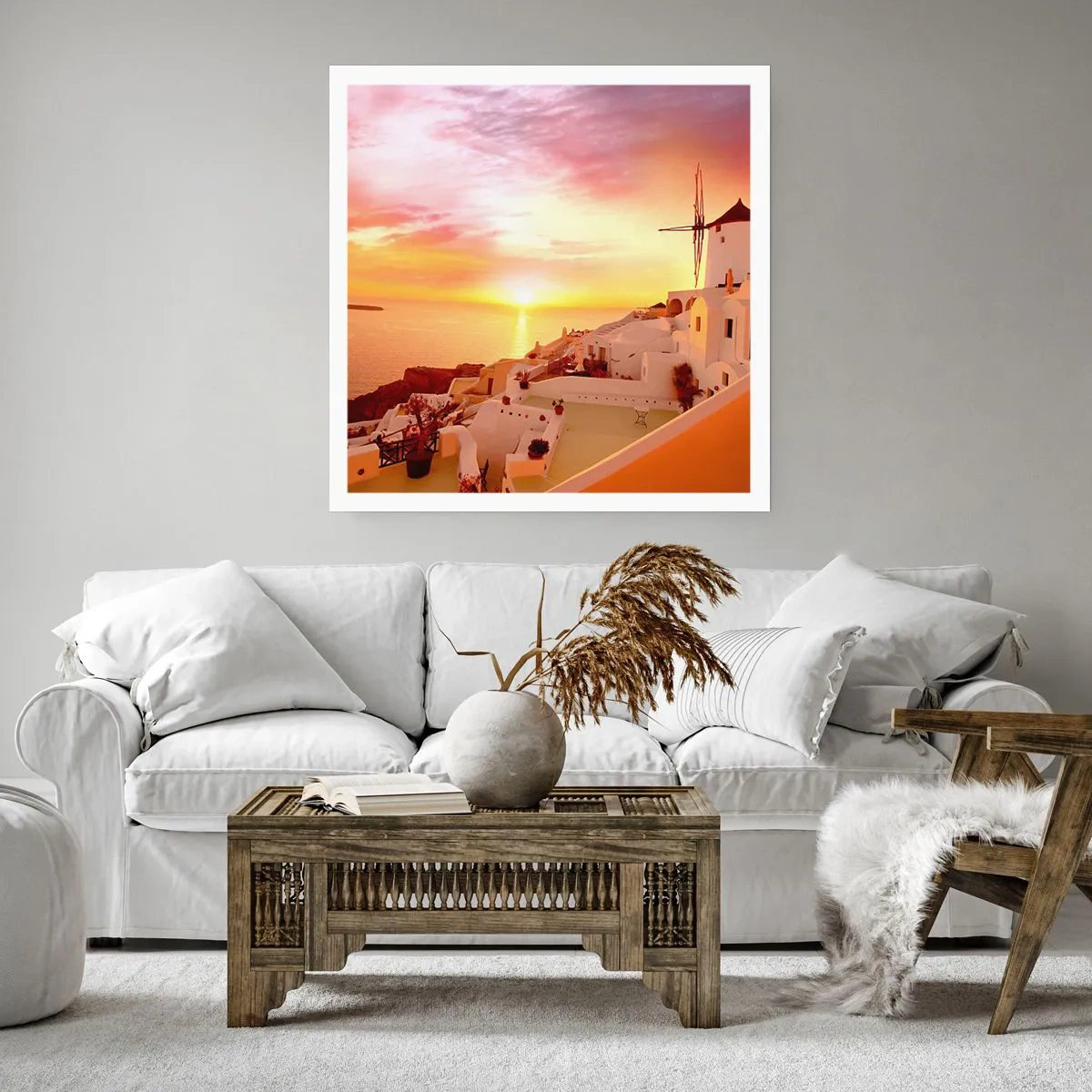 Plakat - Rozpłynąć się w bieli i złocie - 60x60 cm