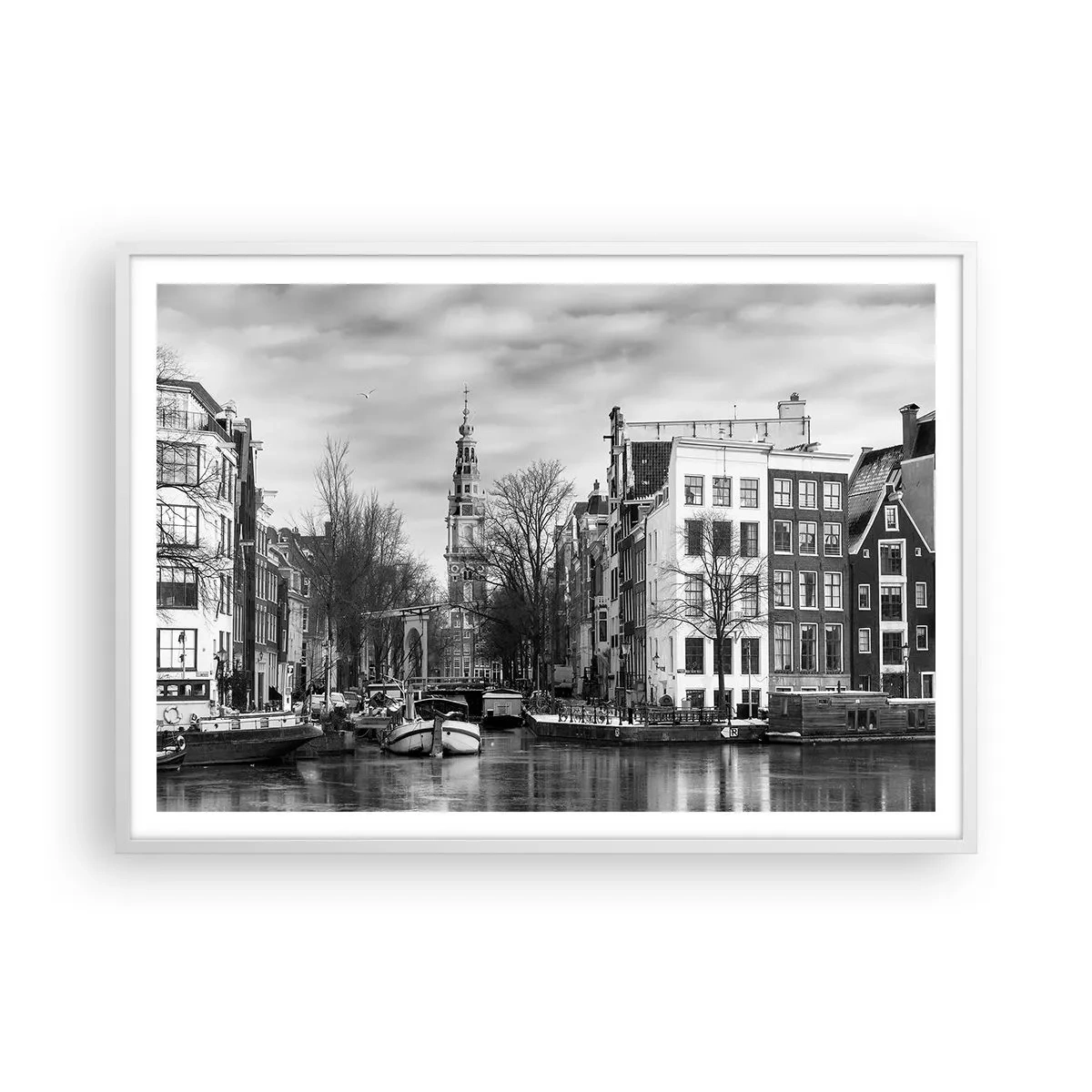 Plakat w białej ramie - Amsterdamskie klimaty - 100x70 cm