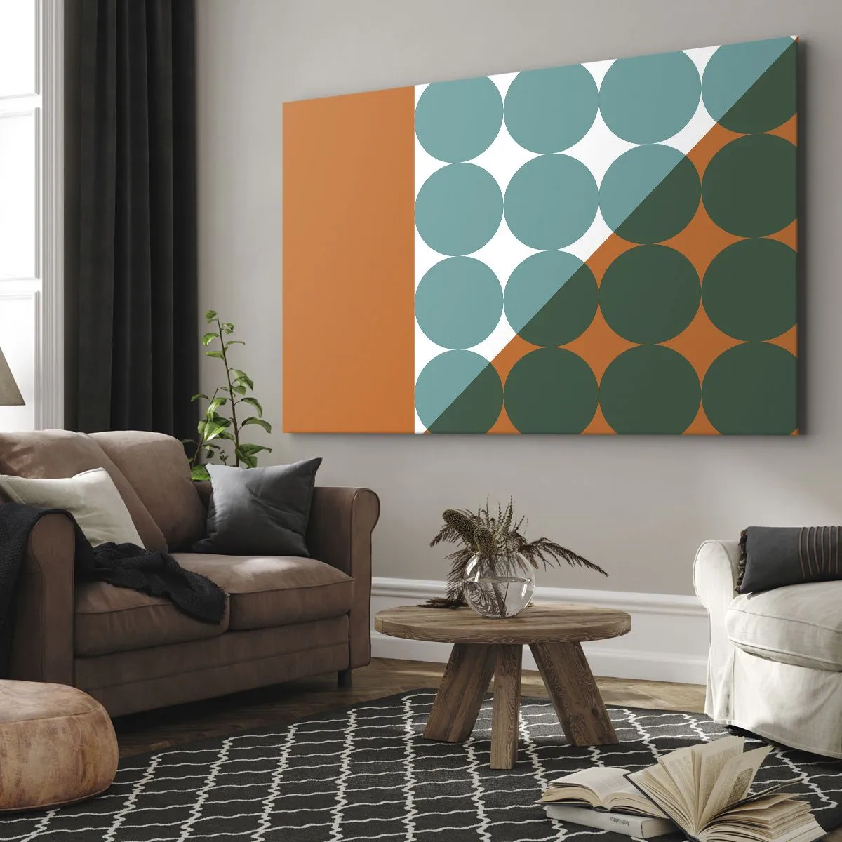 Obraz na płótnie - Geometryczne wzory w kontrastowych kolorach - 70x50cm - W górę i na skos - Nowoczesna dekoracja ścienna do salonu i sypialni ARTTOR