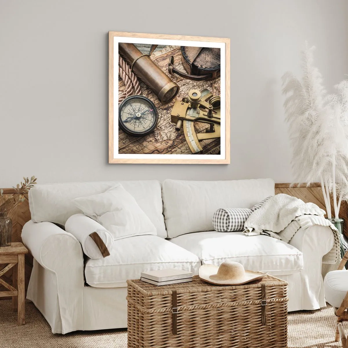 Plakat w ramie jasny dąb - Wyznacz kurs - 30x30 cm