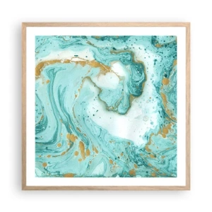 Plakat w ramie jasny dąb - Pod wielką falą z epoki Edo - 60x60 cm