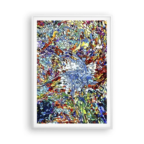 Plakat w białej ramie - Witraż kroplisty - 70x100 cm