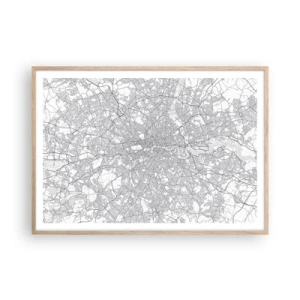 Plakat w ramie jasny dąb - Mapa londyńskiego labiryntu - 100x70 cm