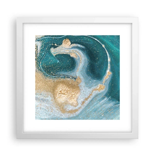 Plakat w białej ramie - Wir złota i turkusu - 30x30 cm