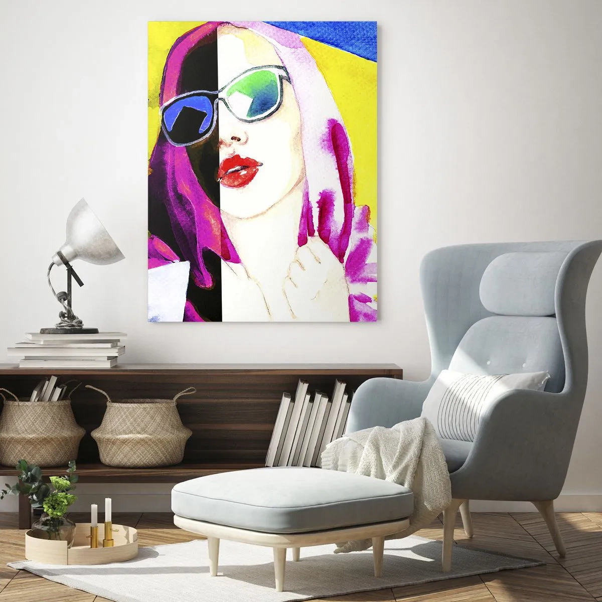 Obraz na szkle - Portret kobiety w kolorowym popartowym stylu - 50x70cm - Nie jestem biała i nie jestem czarna - Nowoczesna dekoracja ścienna do salonu, kuchni i sypialni ARTTOR