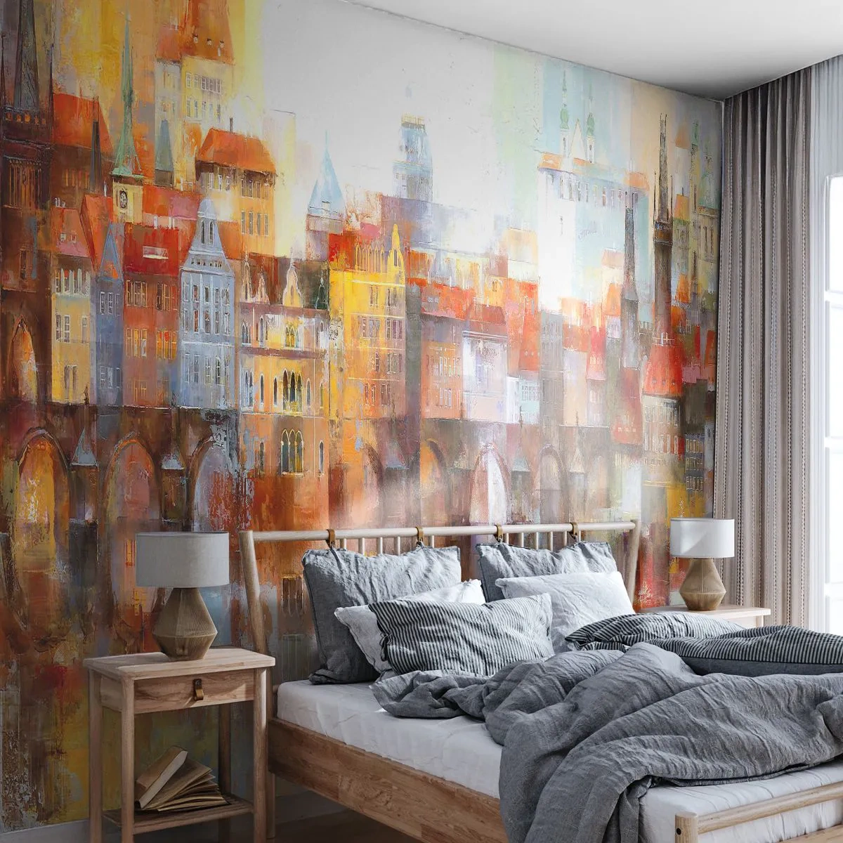 Fototapeta Premium Canvas - Pod mostem też pięknie - Miasto, Praga, Architektura - 500x350 cm