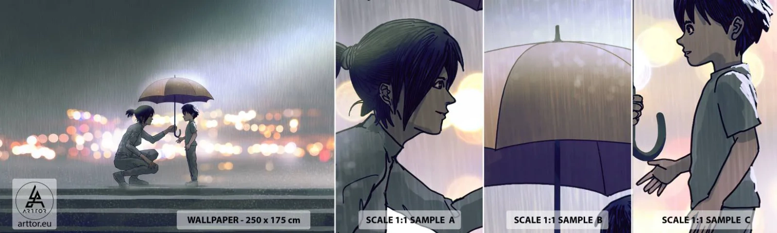 Fototapeta Próbka Standard Eco - I już jest wszystko dobrze - Dla Dzieci, Rodzina, Parasol - 100x30 cm