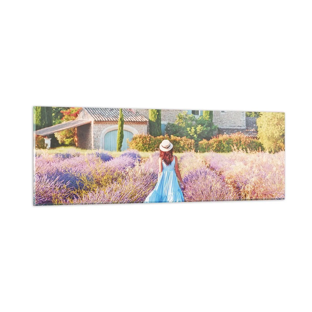 Obraz na szkle - Lawendowa dziewczyna - 90x30 cm