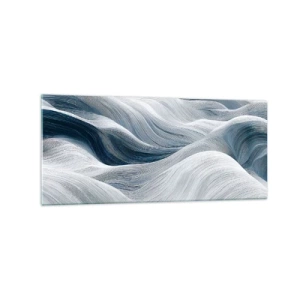 Obraz na szkle - Falujące linie w odcieniach błękitu i bieli - 120x50cm - Biało-błękitne fale - Nowoczesna dekoracja ścienna do salonu i sypialni ARTTOR