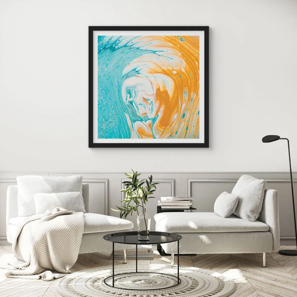 Plakat w czarnej ramie - Pastelowy wir - 60x60 cm